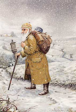Illustration für Bilderbuch:Alter Mann im Schnee